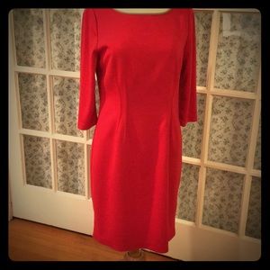 Tahari red jersey dress 3/4 sleeves EUC